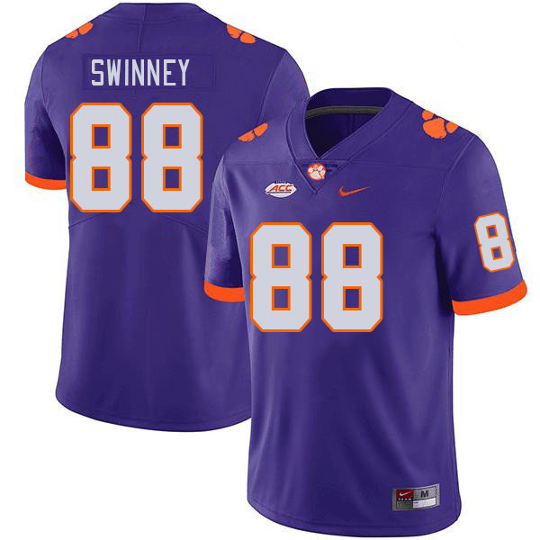 Men's Clemson Tigers Clay Swinney #88 College Purple NCAA Authentic Football Stitched Jersey 23VY30XQ